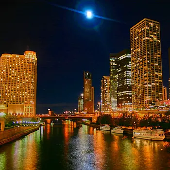 Chicago river by night